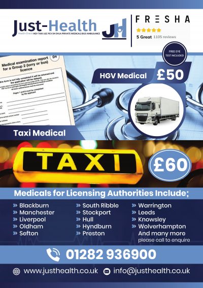 Taxi Medical driver d4 hgv pcv Just Health drivers c1 lgv Private hire Uber near me Council Rochdale